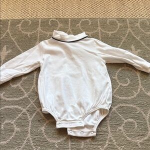 Lullaby Set Classic White Baby Button Shirt with Navy Trim 12 Months